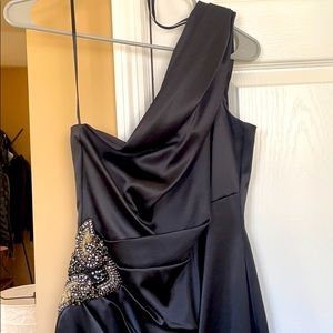 Eliza J satin embellished one shoulder dress